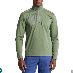 RLX Ralph Lauren Brushed Back Tech Jersey Cargo Green Mens Golf 1/2 Zip